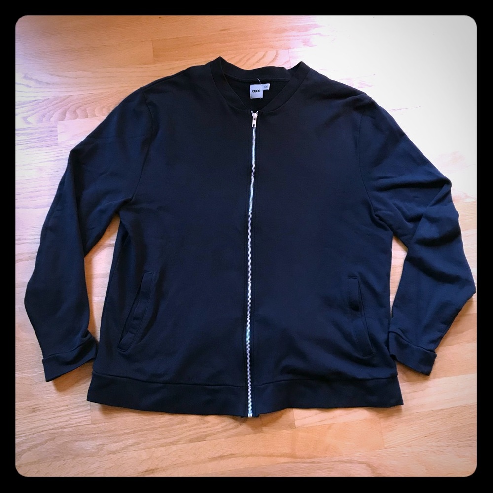 Navy Blue Zip Front Knit Jacket XXL